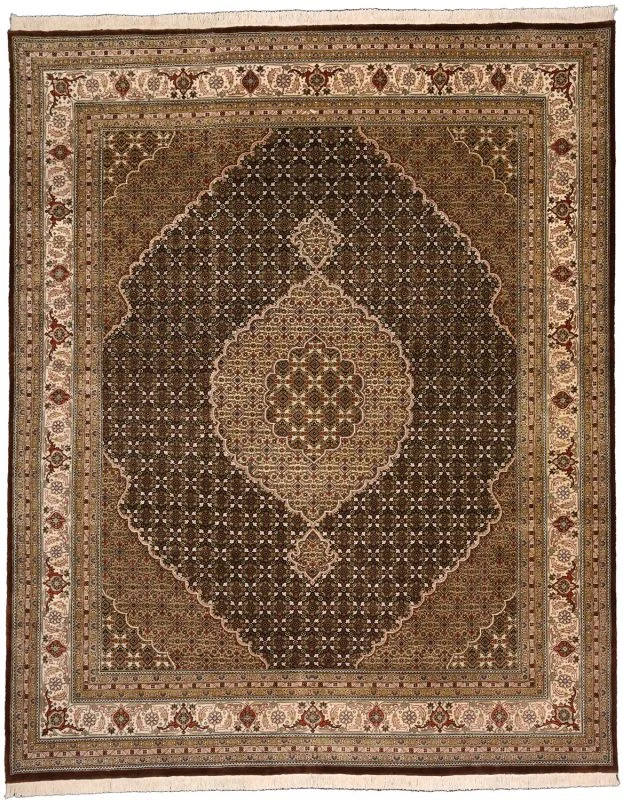 Hand-Knotted Tabriz Indian Rug, 246 × 301 cm, Wool & Silk