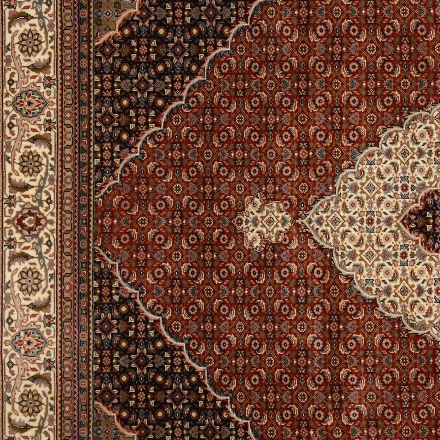 Tabriz Indian Rug 244 × 295 cm in Wool & Silk, hand-knotted - Image 4