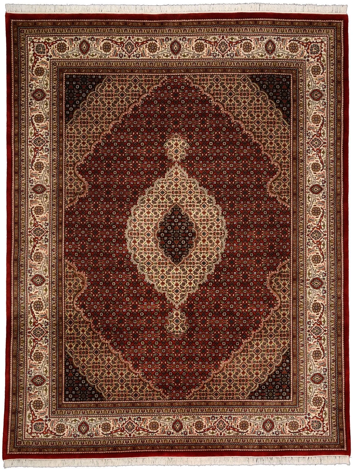 Tabriz Indian Rug 242 × 306 cm in Wool & Silk, hand-knotted