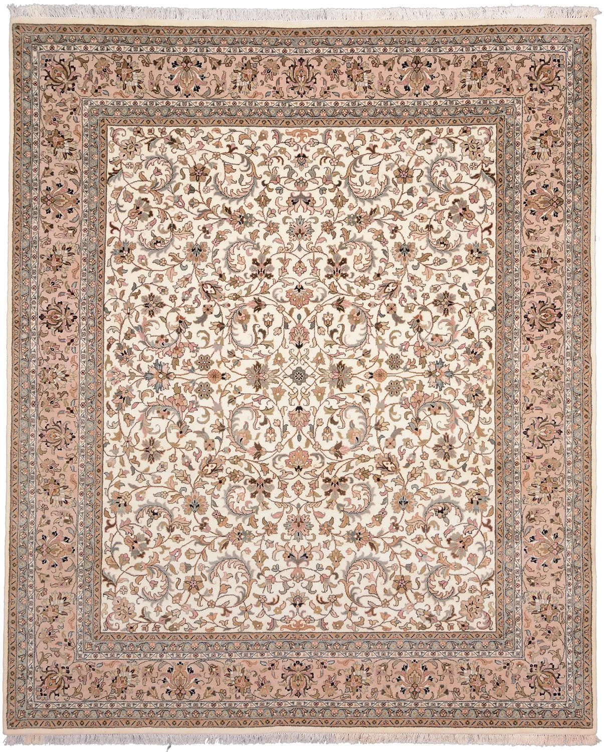 Hand-Knotted Isfahan Indian Rug, 247 × 299 cm, Wool