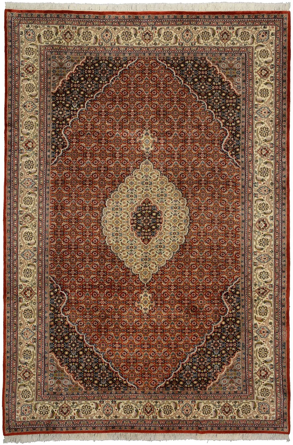 Tabriz Indian Rug 195 × 298 cm in Wool & Silk, hand-knotted