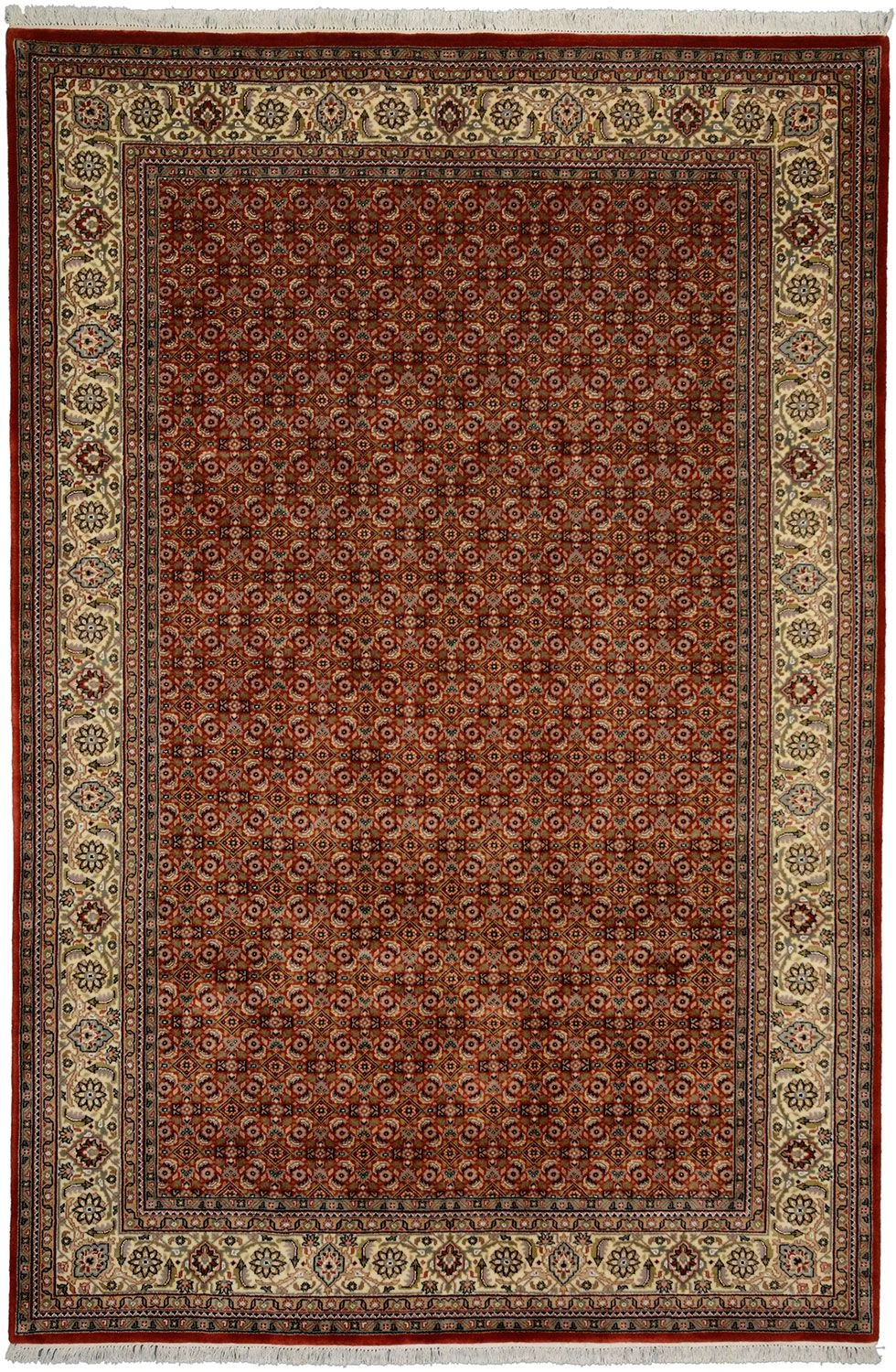 Hand-Knotted Tabriz Indian Rug, 202 × 301 cm, Wool & Silk