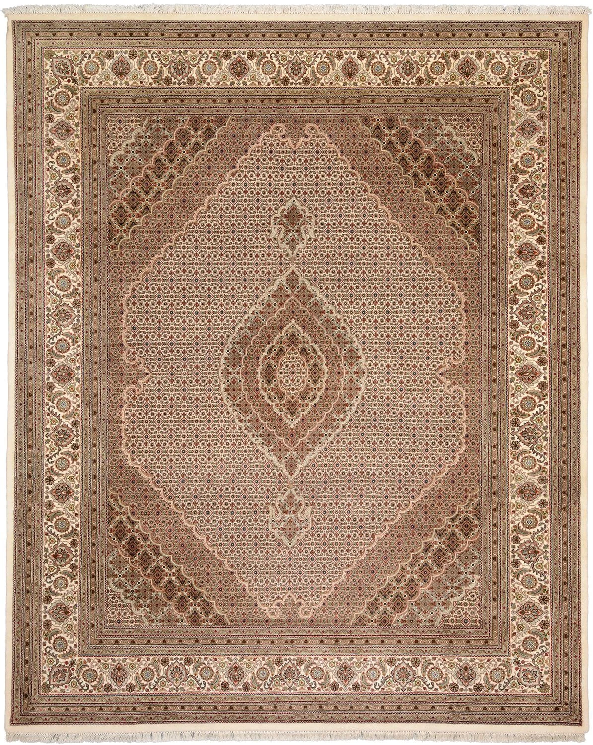 Hand-Knotted Tabriz Indian Rug, 243 × 304 cm, Wool