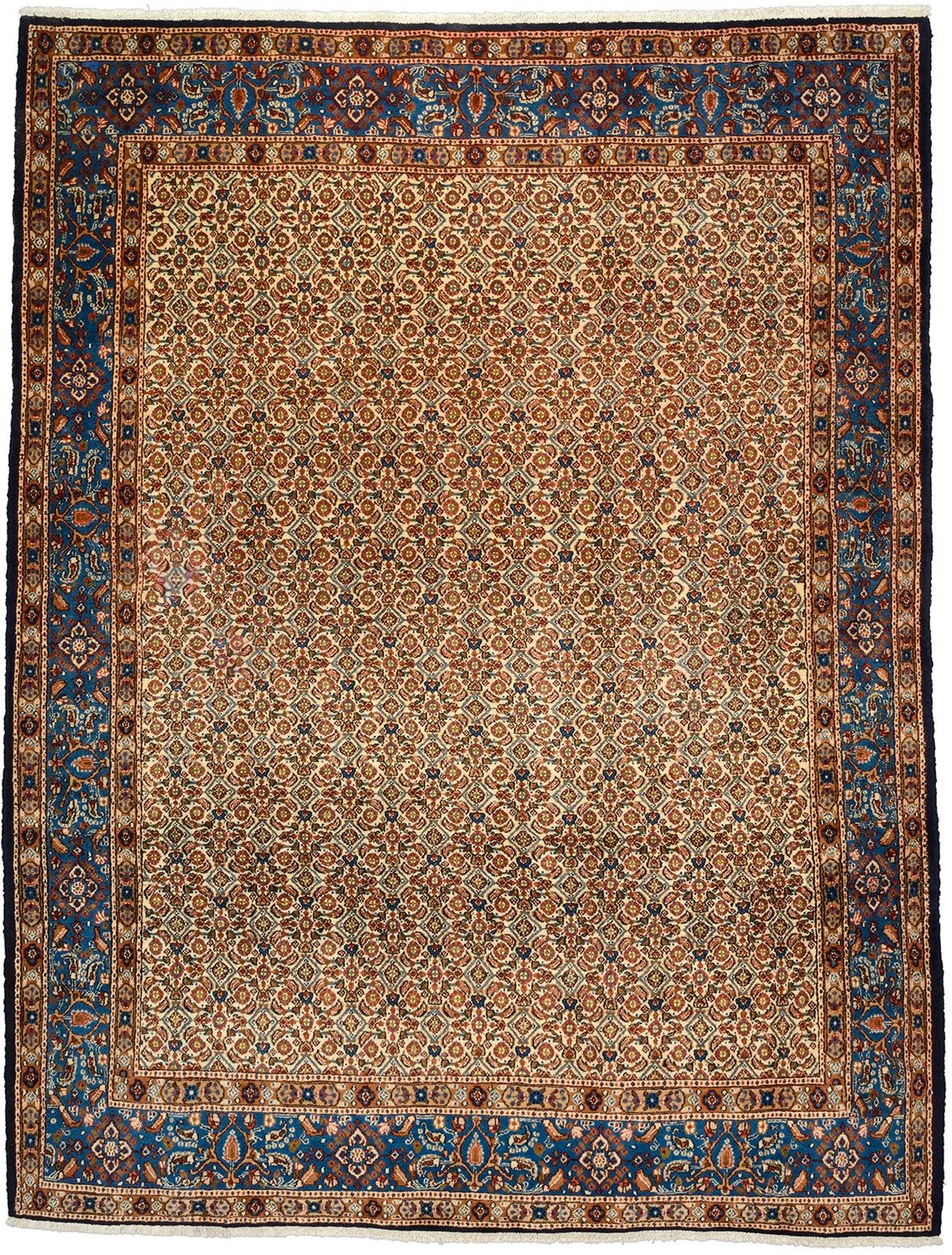 Hand-Knotted Moud Persian Rug, 221 × 285 cm, Wool