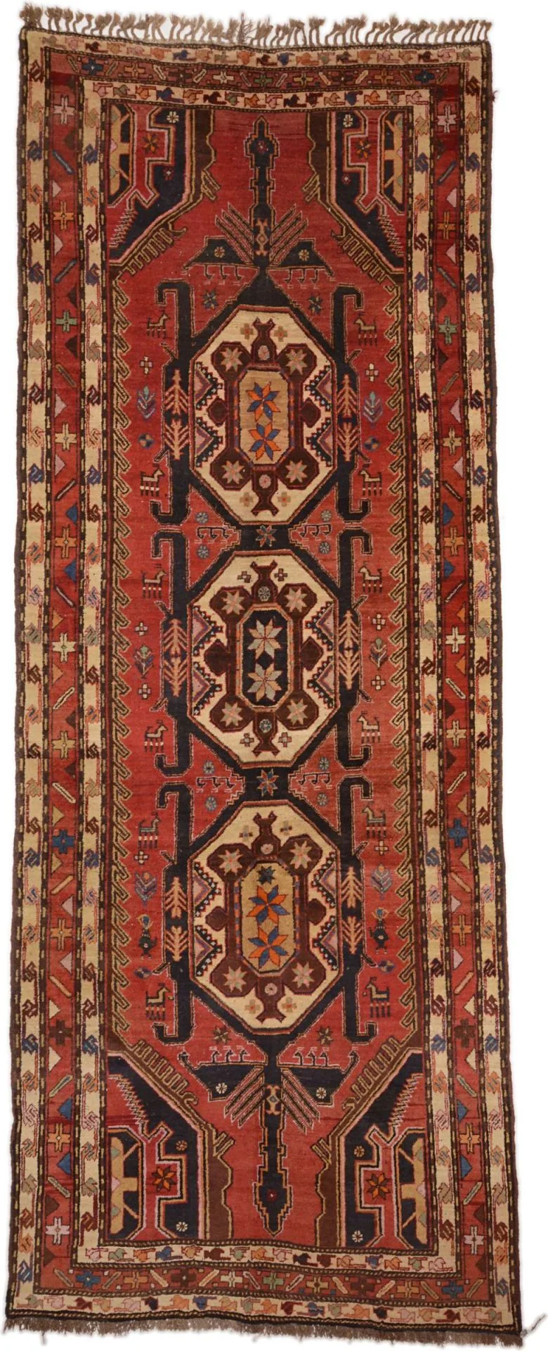 Wool Shiraz Persian Rug 143 × 376 cm, hand-knotted