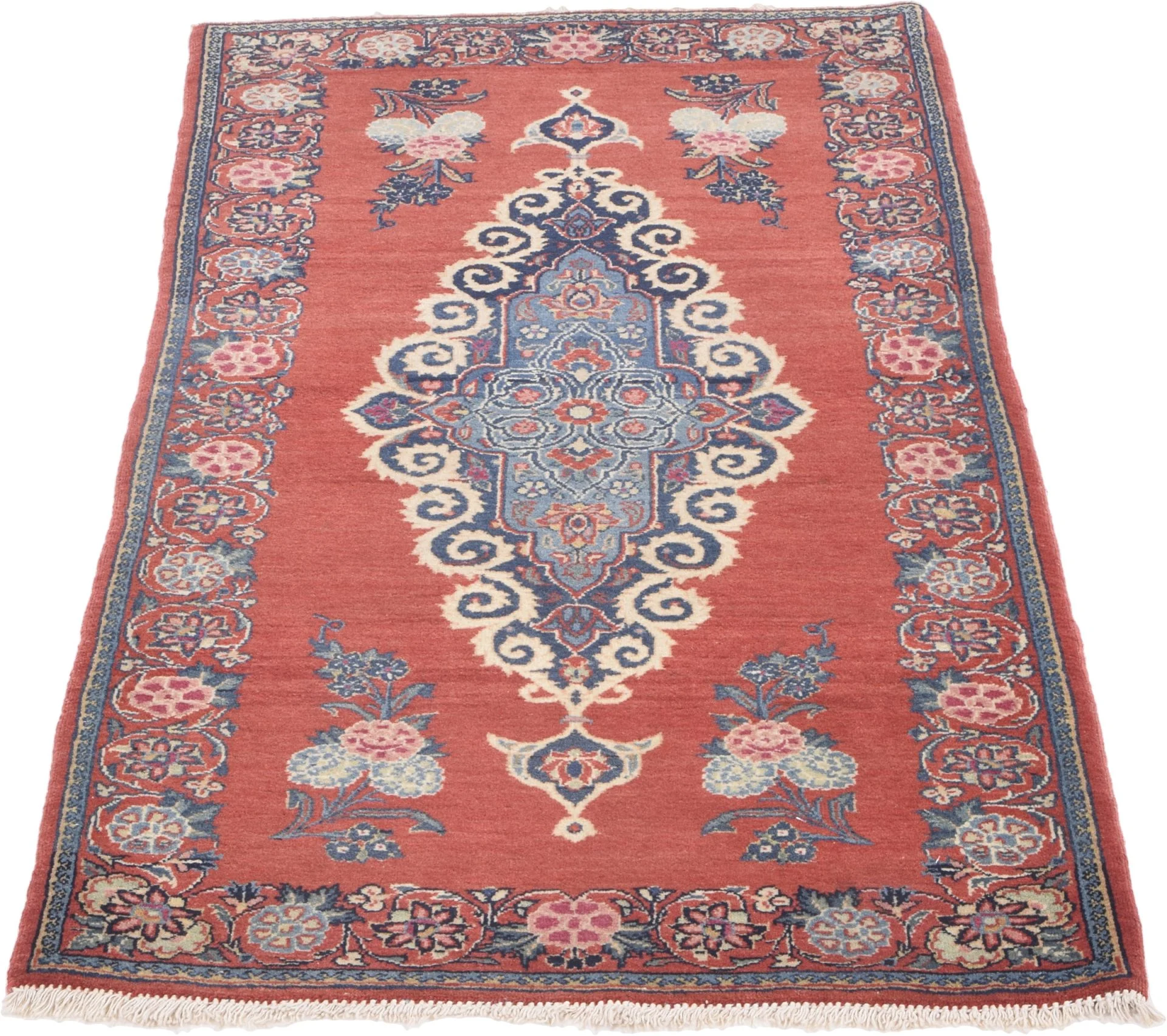 Alternative view of Kashan Persian Rug 65 × 113 cm in Wool, hand-knotted