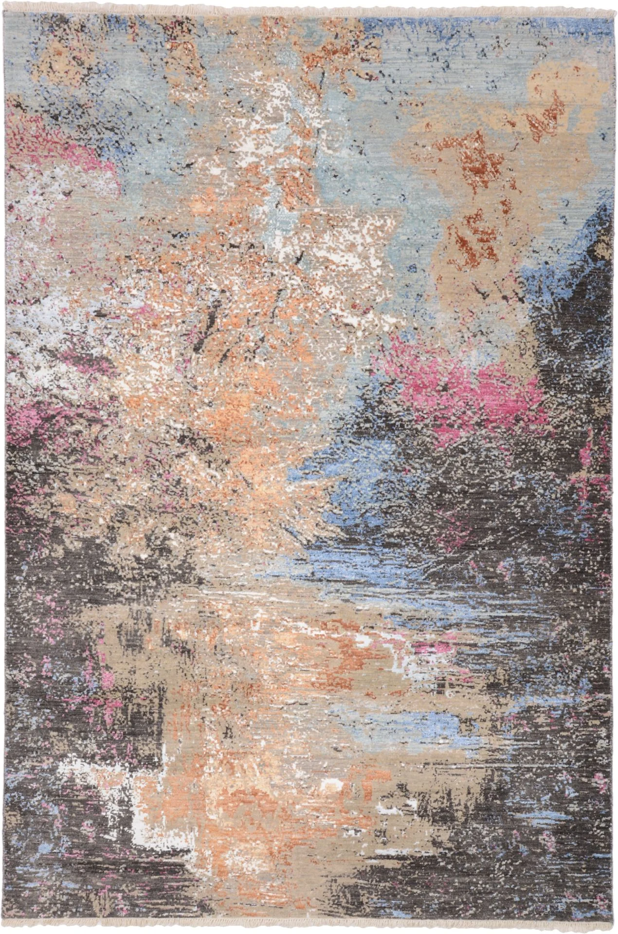 Indian Rug 187 × 276 cm in Silk, hand-knotted