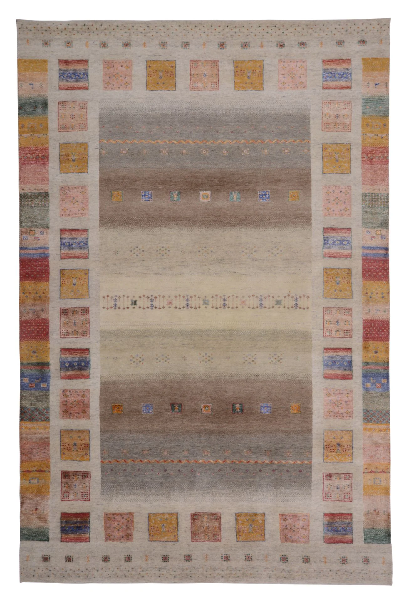 Wool & Silk Loribaft Indian Rug 201 × 304 cm, hand-knotted