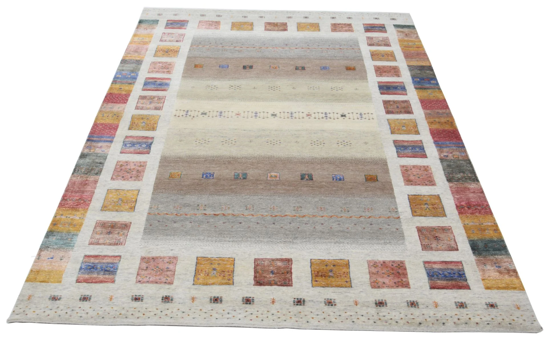 Alternative view of Wool & Silk Loribaft Indian Rug 201 × 304 cm, hand-knotted