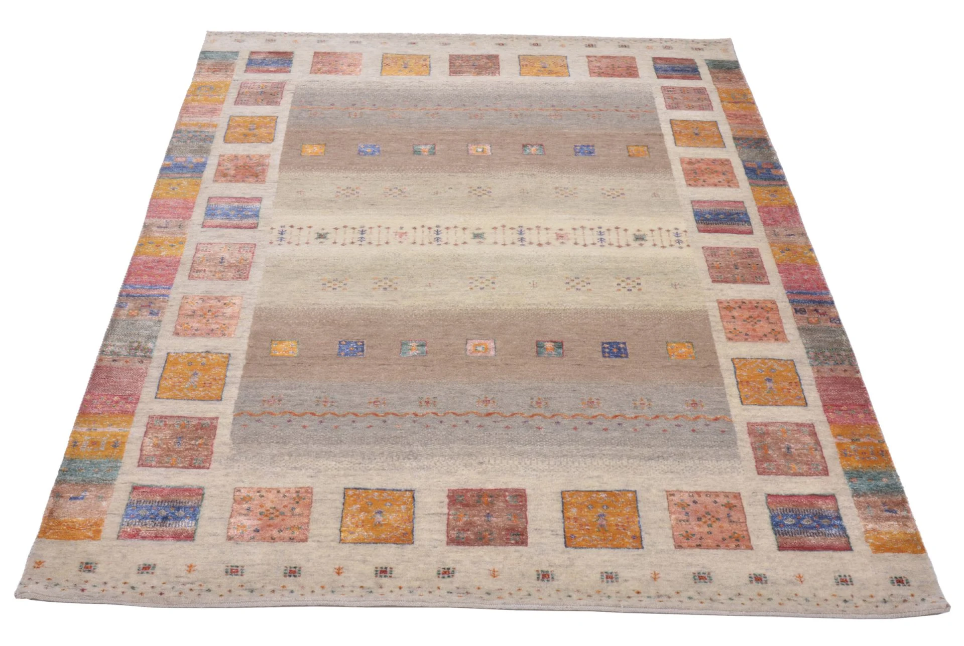 Alternative view of Wool & Silk Loribaft Indian Rug 173 × 245 cm, hand-knotted