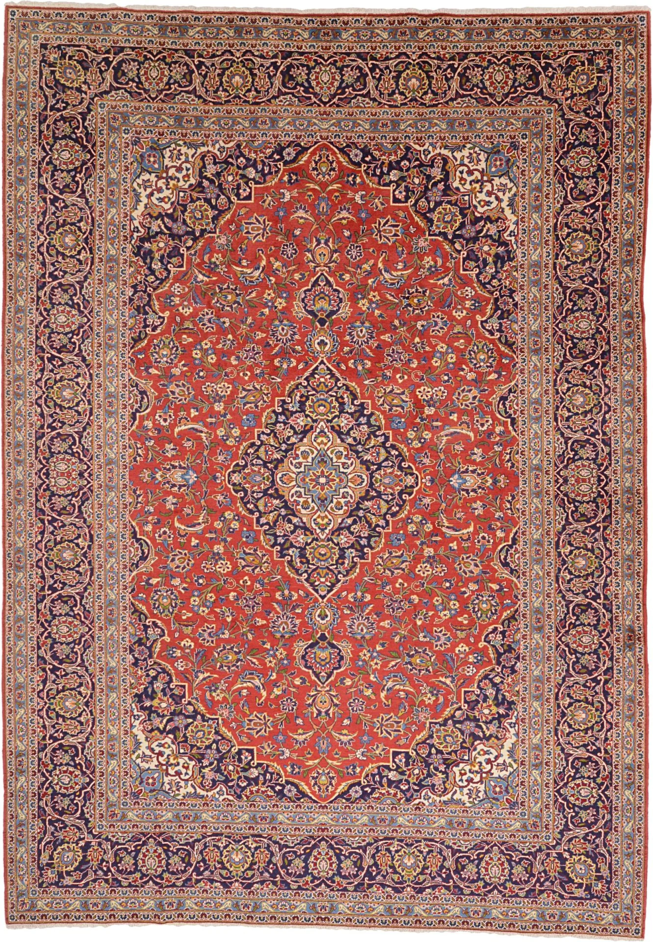 Hand-Knotted Kashan Persian Rug, 262 × 370 cm, Wool