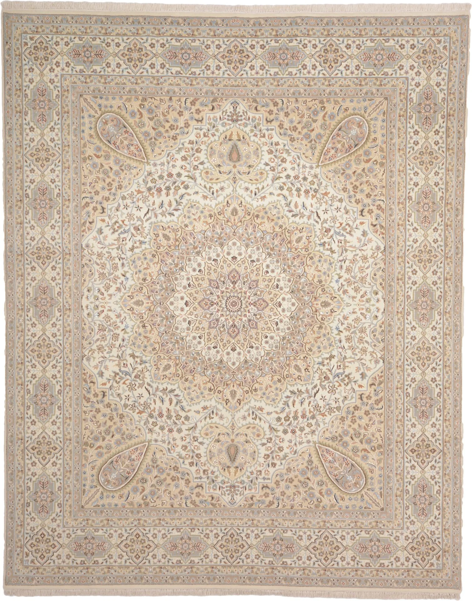 Hand-Knotted Tabriz Indian Rug, 243 × 302 cm