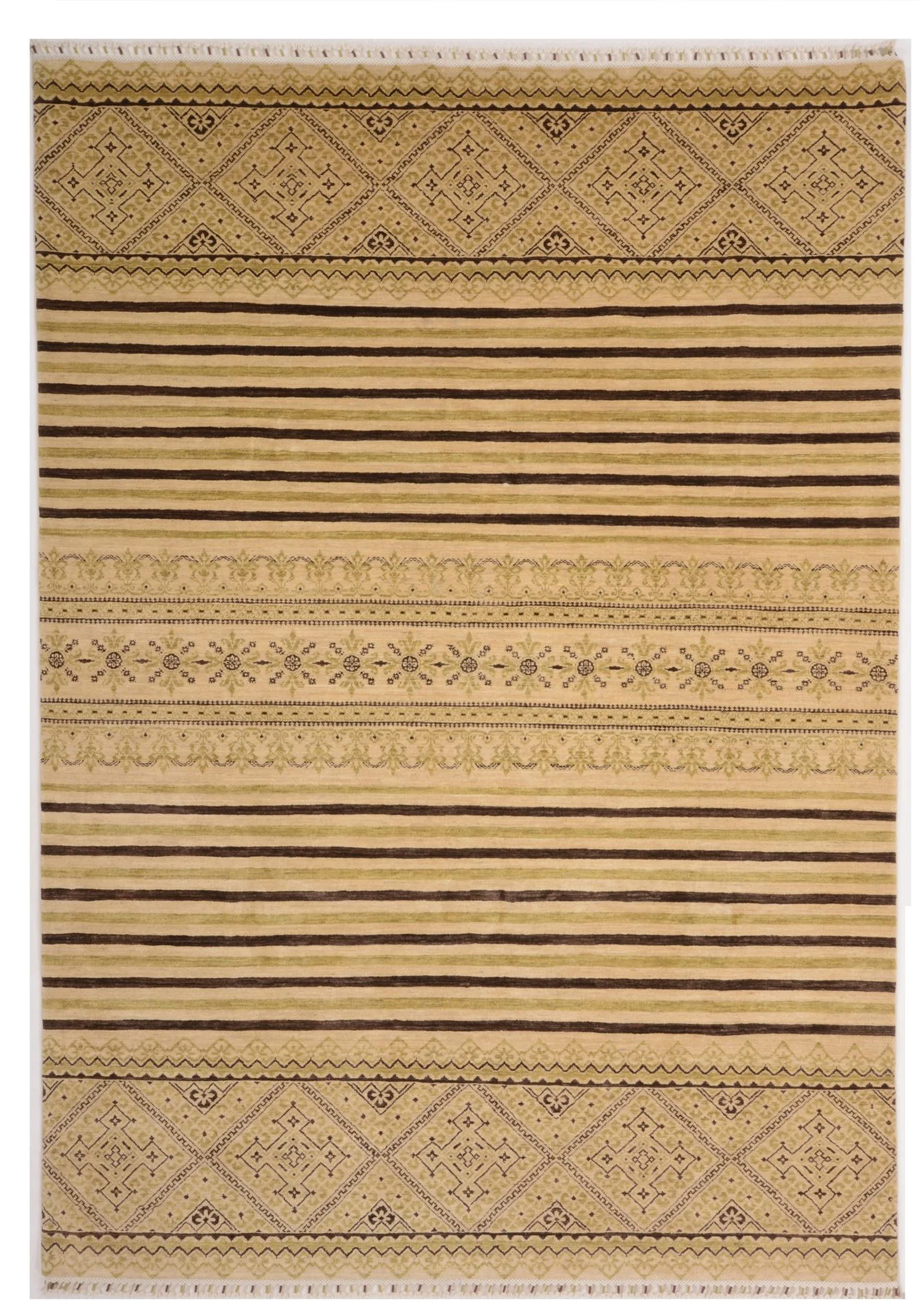 Hand-Knotted Samarkand Afghan Rug, 207 × 293 cm, Wool