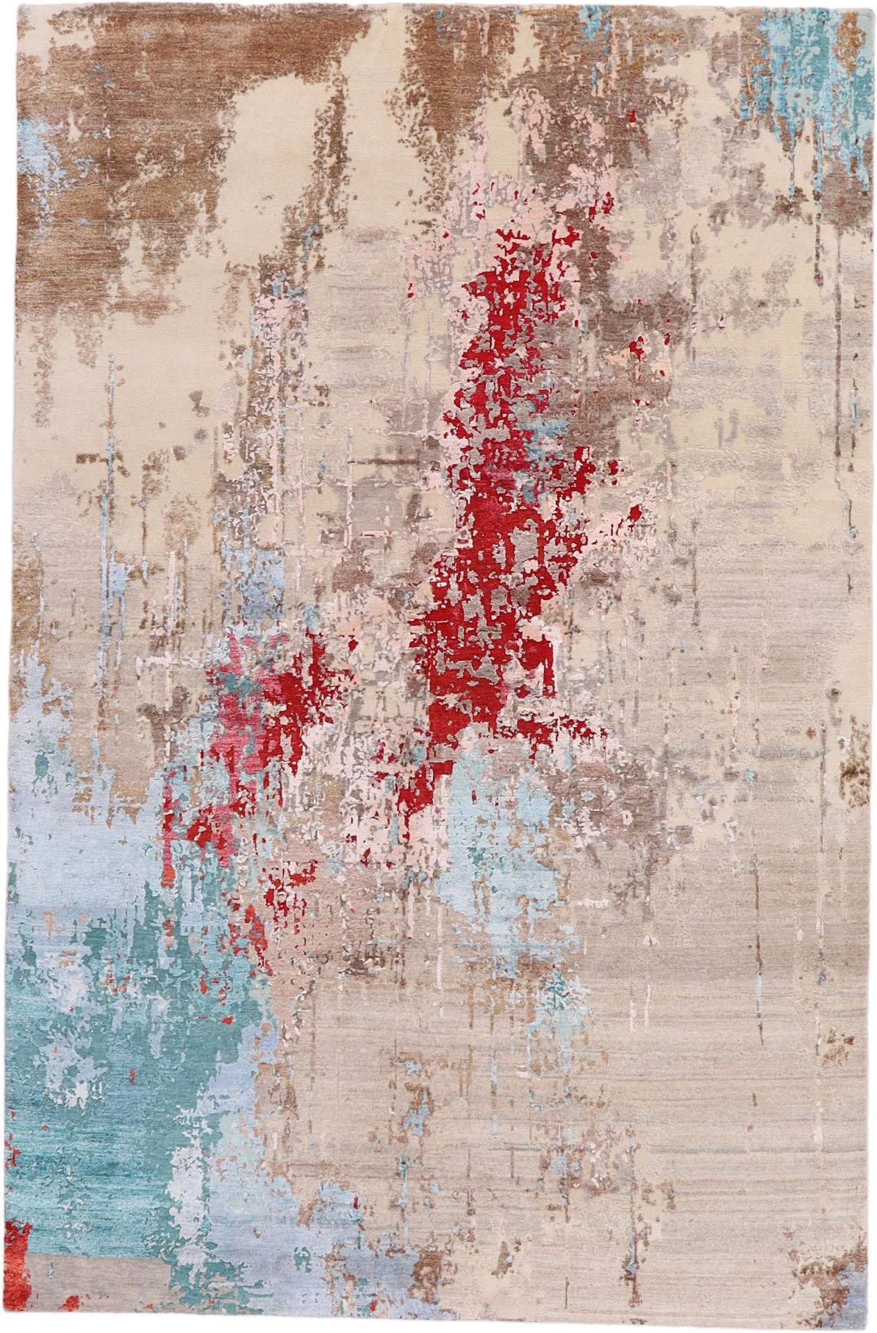 Hand-Knotted Indian Rug, 203 × 310 cm, Wool & Silk