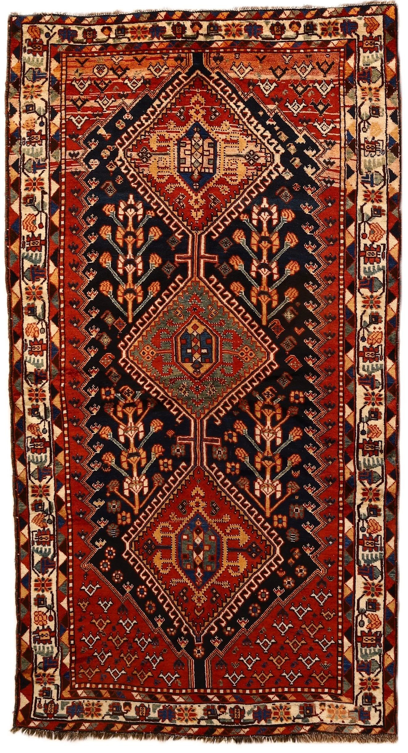 Hand-Knotted Qashqai Persian Rug, 250 × 137 cm, Wool