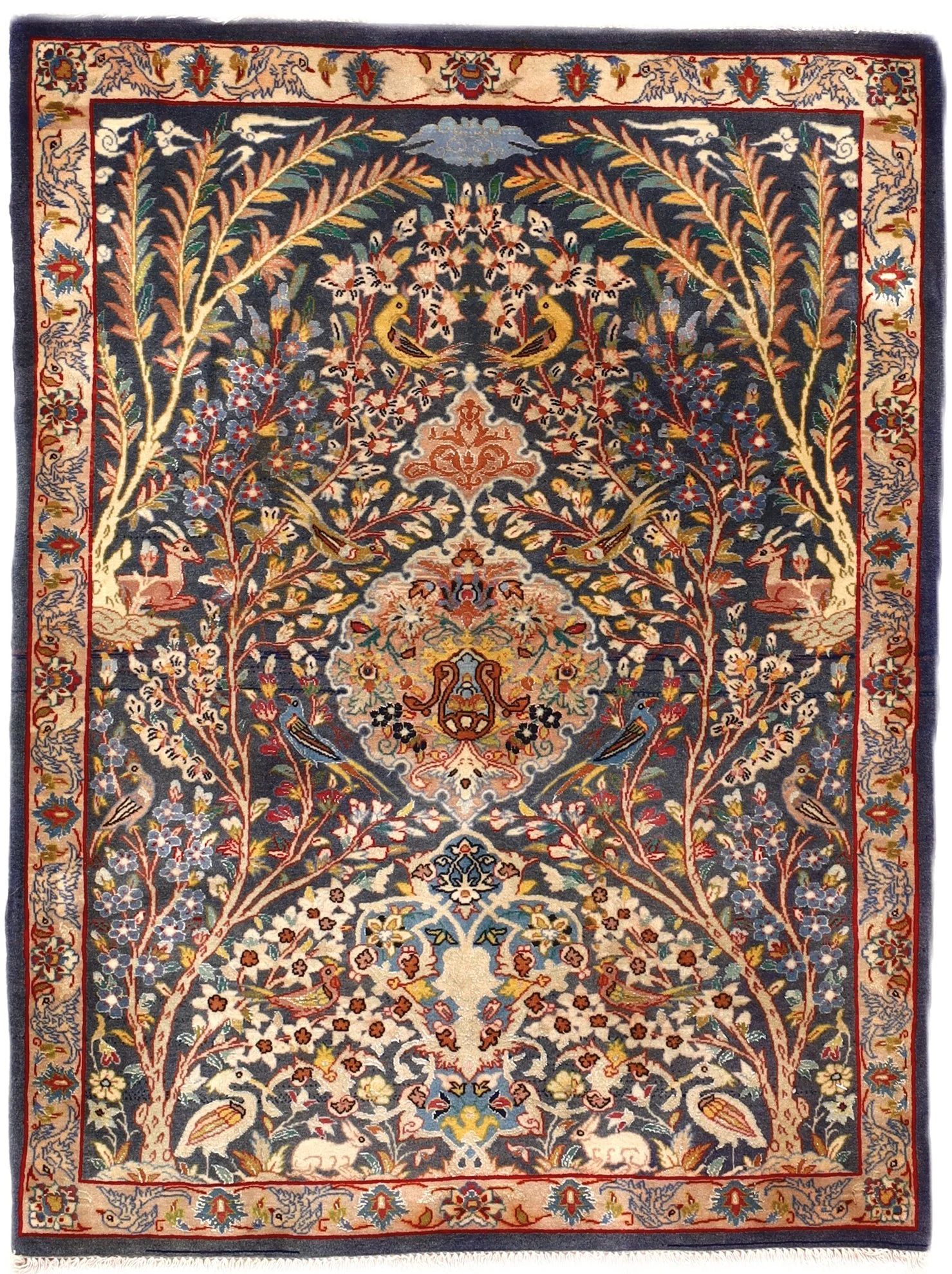 Wool & Silk Isfahan Persian Rug 92 × 70 cm, hand-knotted