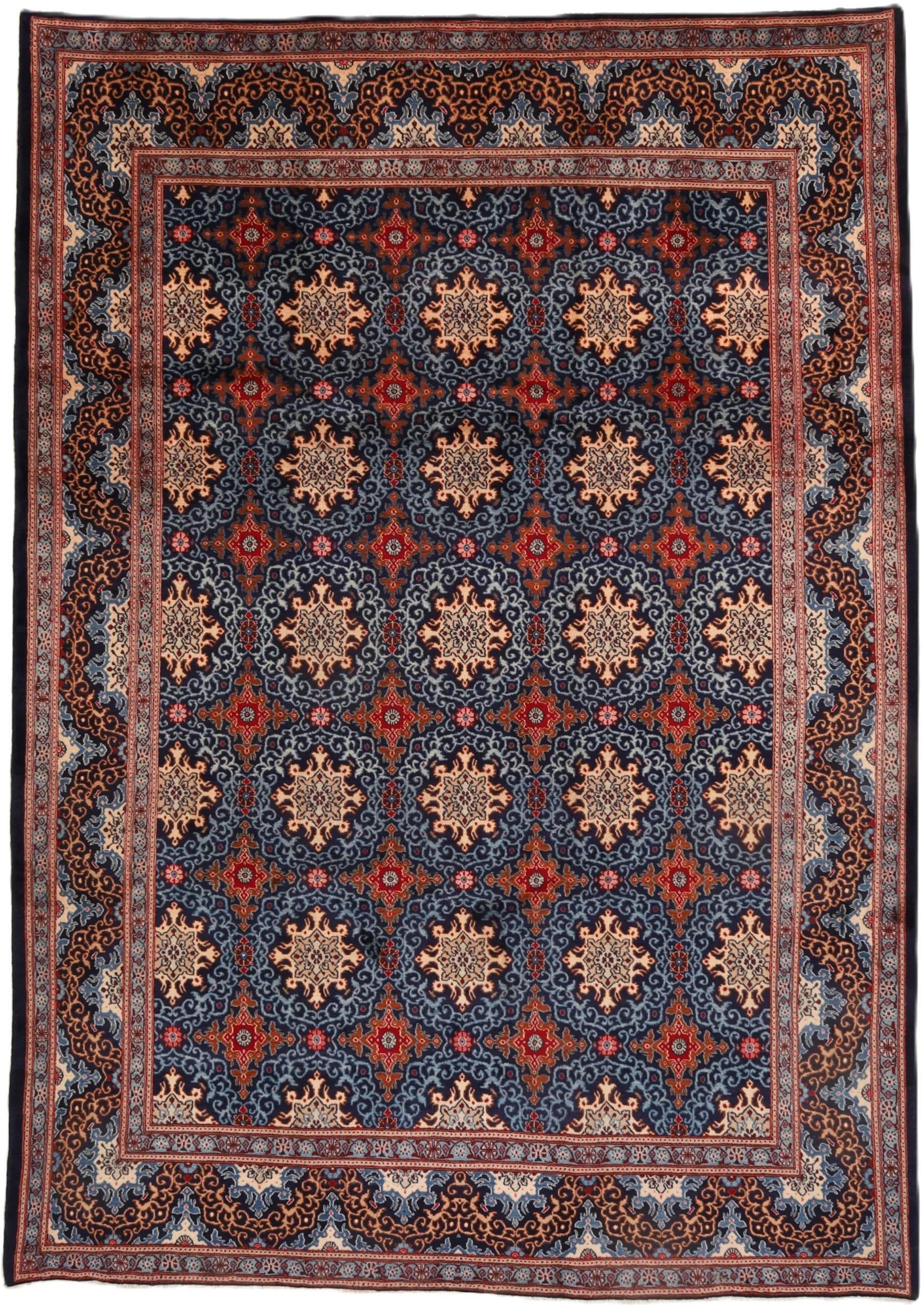 Hand-Knotted Moud Persian Rug, 350 × 248 cm, Wool