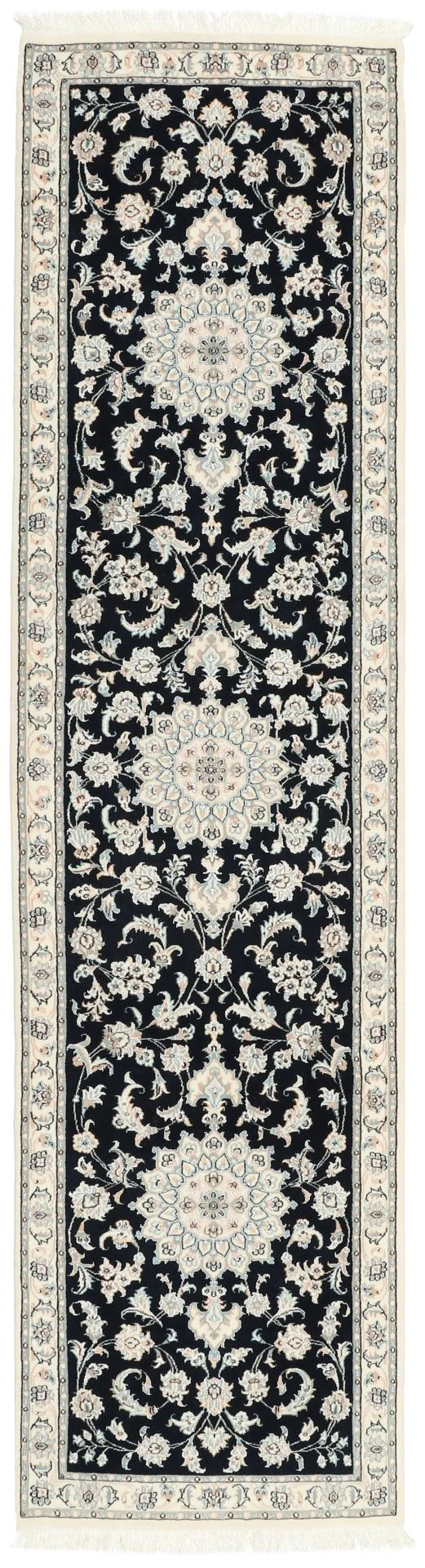 Hand-Knotted Isfahan Persian Rug, 80 × 300 cm, Wool & Silk