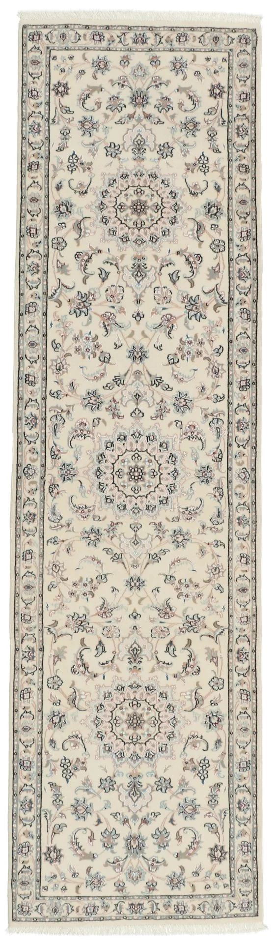 Hand-Knotted Nain Persian Rug, 80 × 300 cm, Wool & Silk
