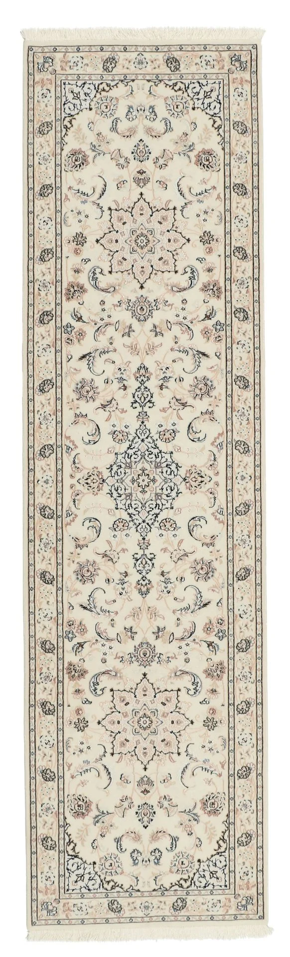 Wool & Silk Nain Persian Rug 82 × 302 cm, hand-knotted