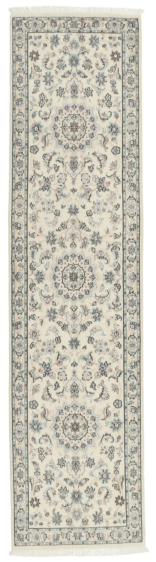 Wool & Silk Nain Persian Rug 77 × 312 cm, hand-knotted
