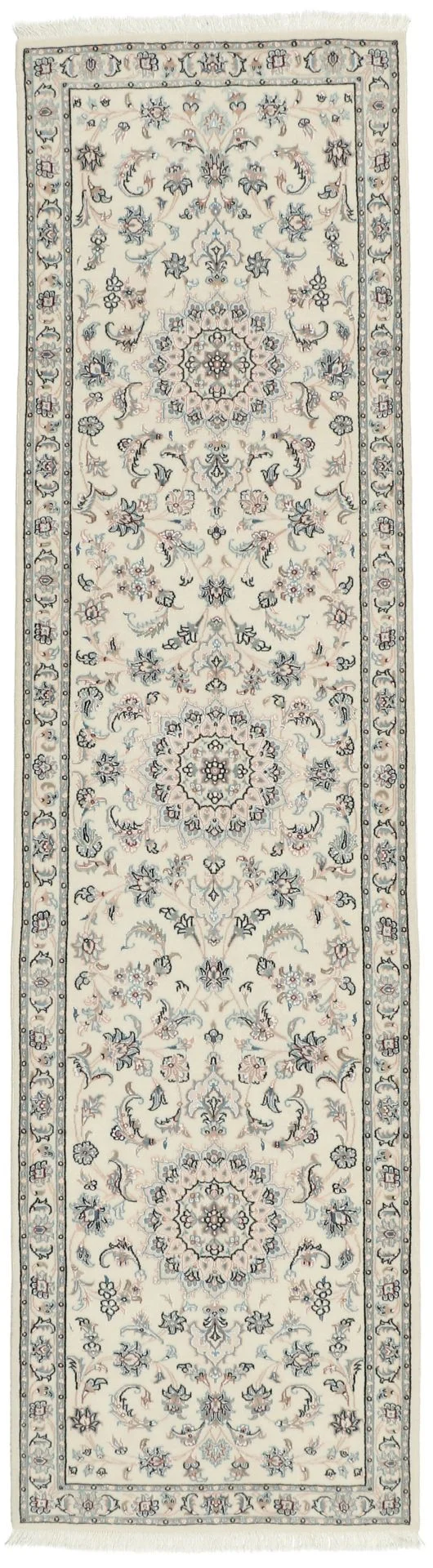 Wool & Silk Nain Persian Rug 78 × 304 cm, hand-knotted