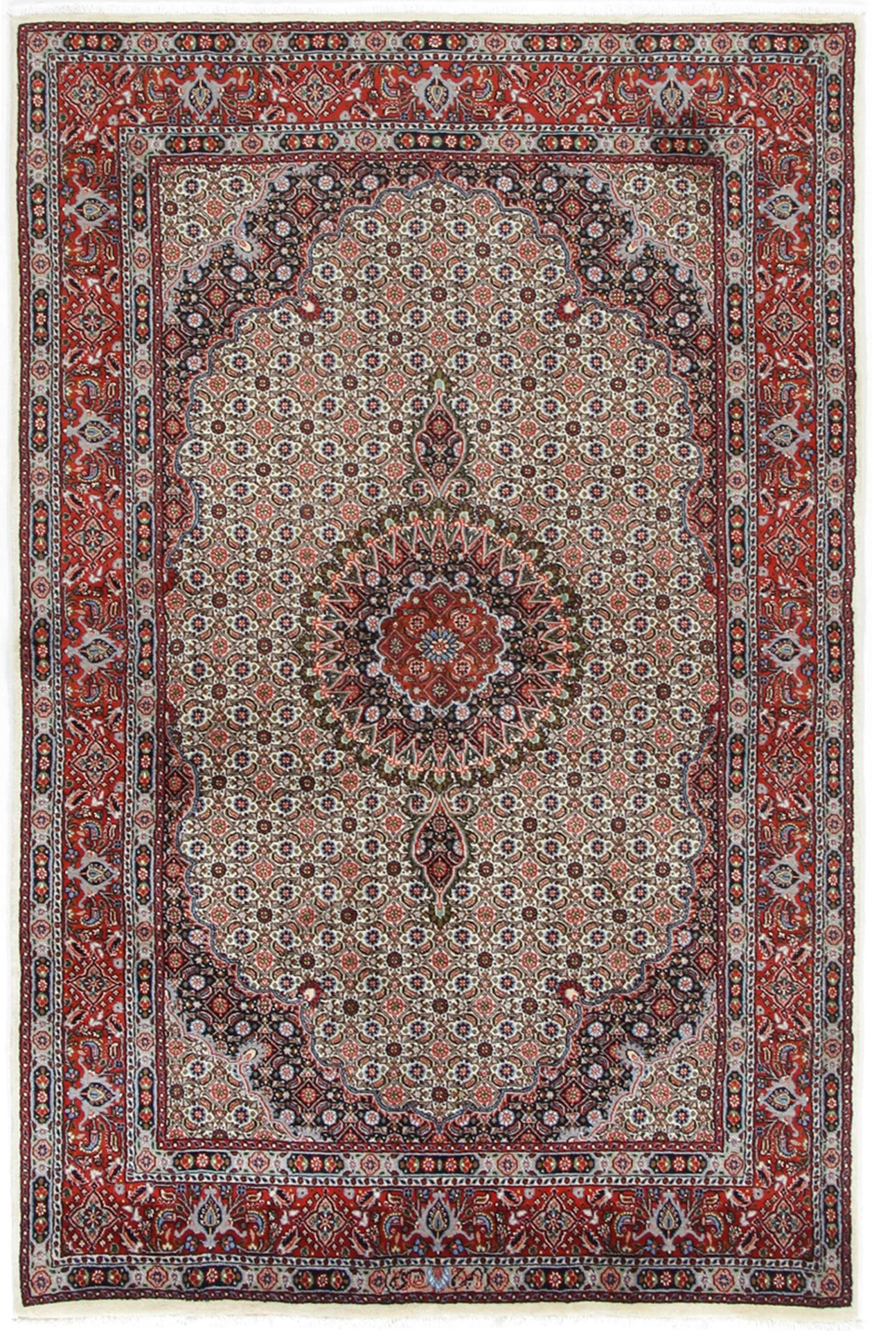 Hand-Knotted Moud Persian Rug, 140 × 220 cm, Wool & Silk