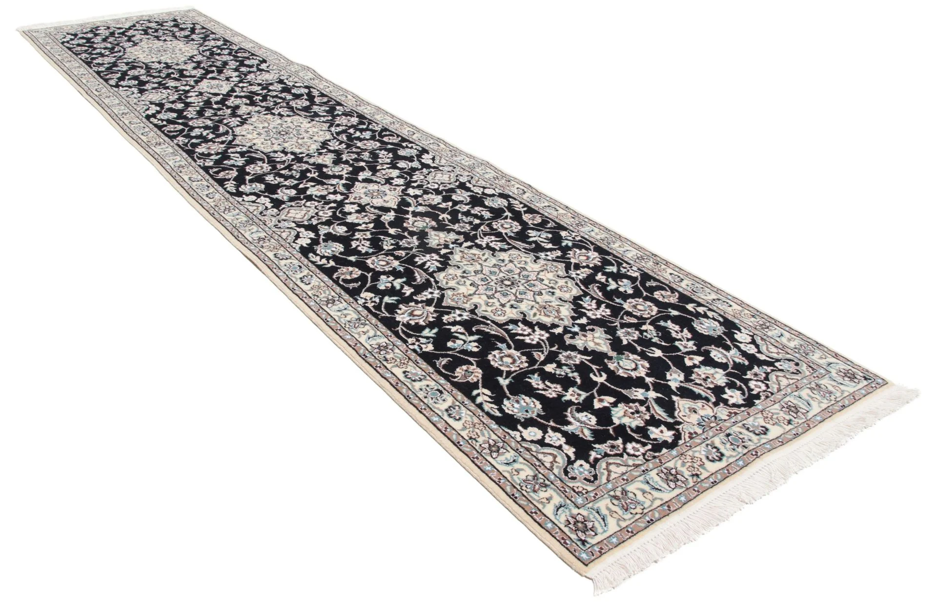Alternative view of Wool & Silk Tabriz Persian Rug 70 × 310 cm, hand-knotted