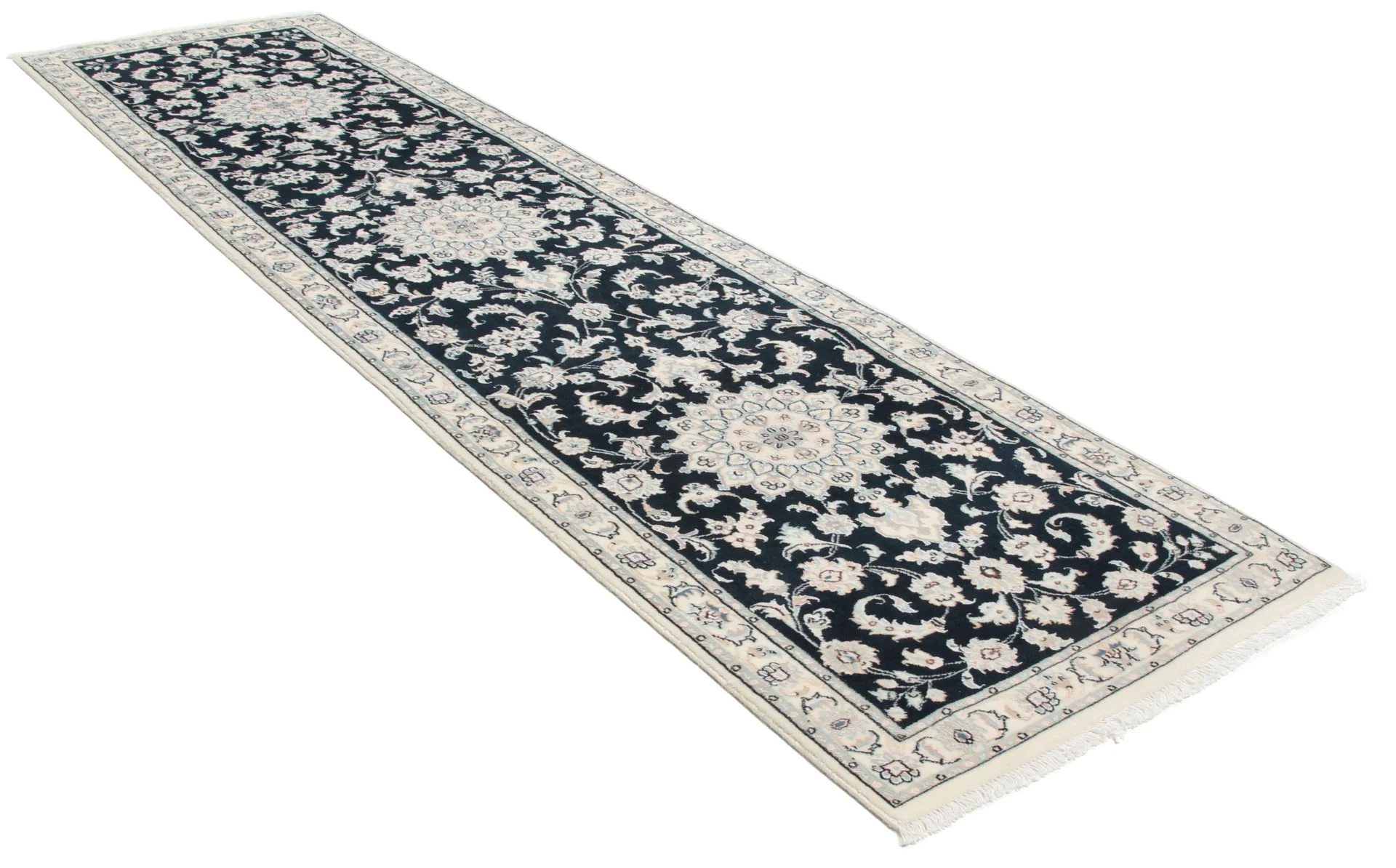 Alternative view of Wool & Silk Tabriz Persian Rug 76 × 300 cm, hand-knotted