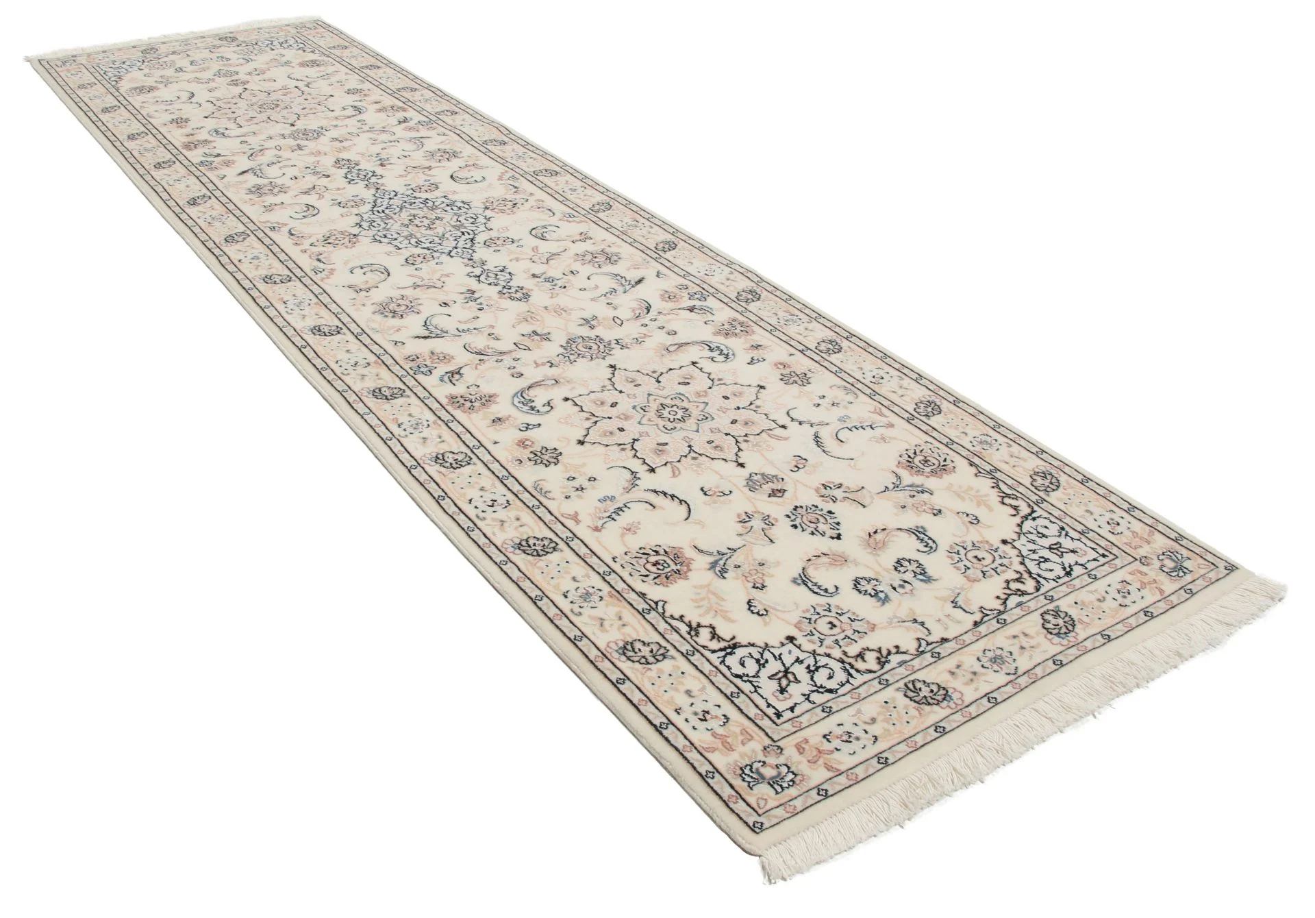 Alternative view of Wool & Silk Nain Persian Rug 82 × 302 cm, hand-knotted