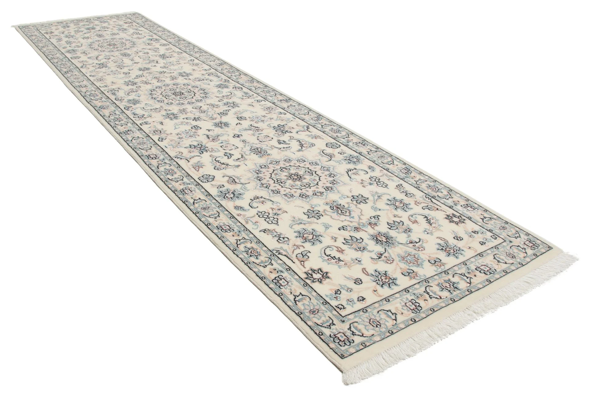 Alternative view of Wool & Silk Nain Persian Rug 77 × 312 cm, hand-knotted