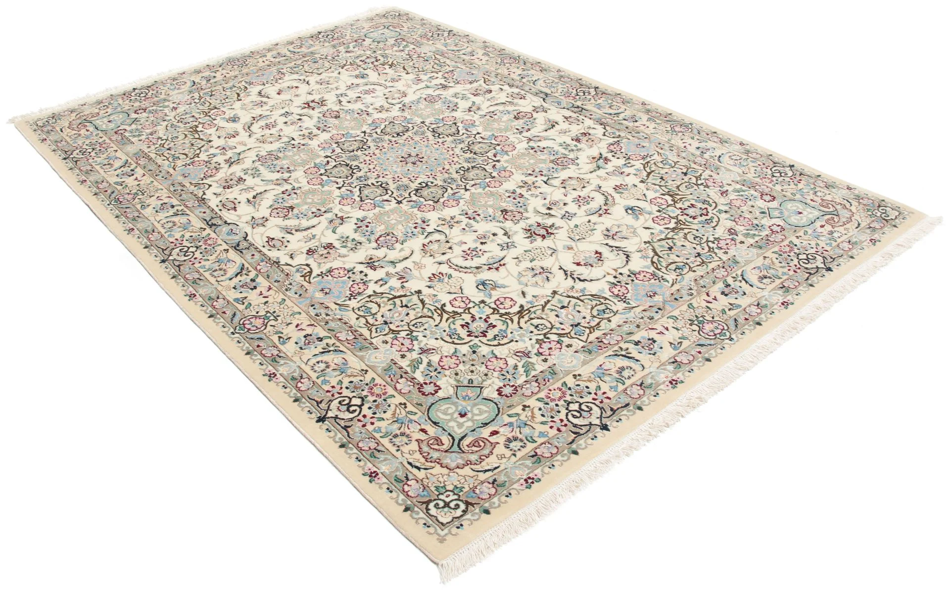 Alternative view of Hand-Knotted Nain Persian Rug, 141 × 205 cm, Wool & Silk