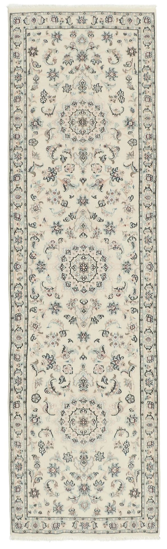 Hand-Knotted Persian Rug, 82 × 292 cm, Wool & Silk