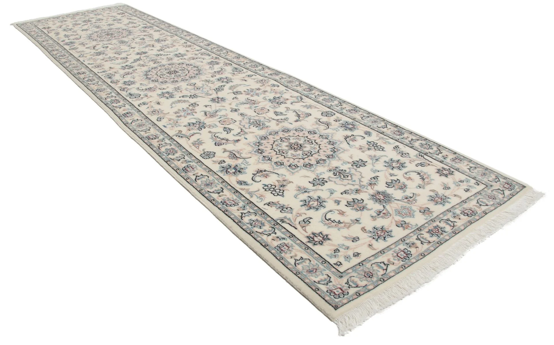 Alternative view of Wool & Silk Nain Persian Rug 78 × 304 cm, hand-knotted