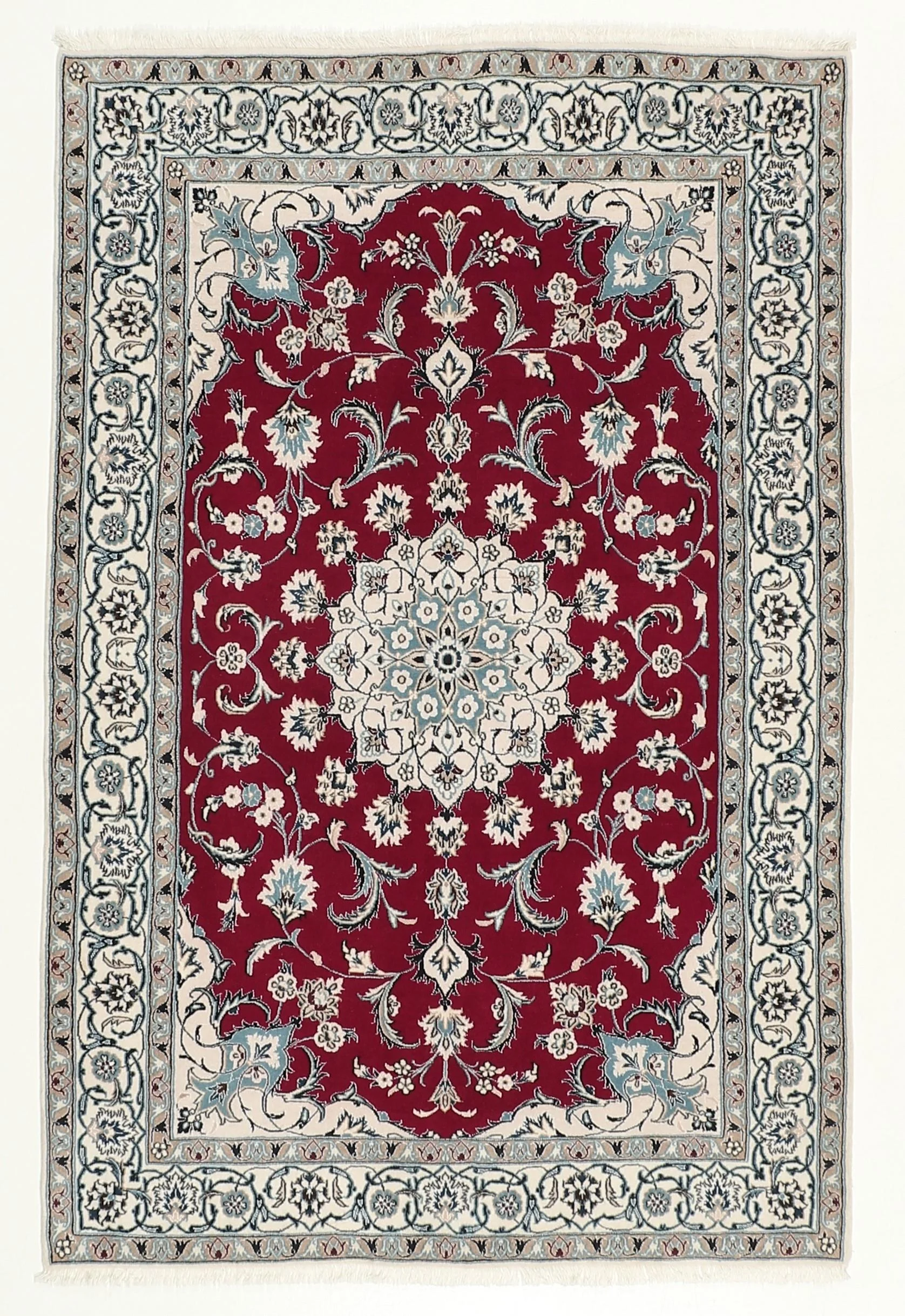 Hand-Knotted Persian Rug, 145 × 204 cm, Wool & Silk