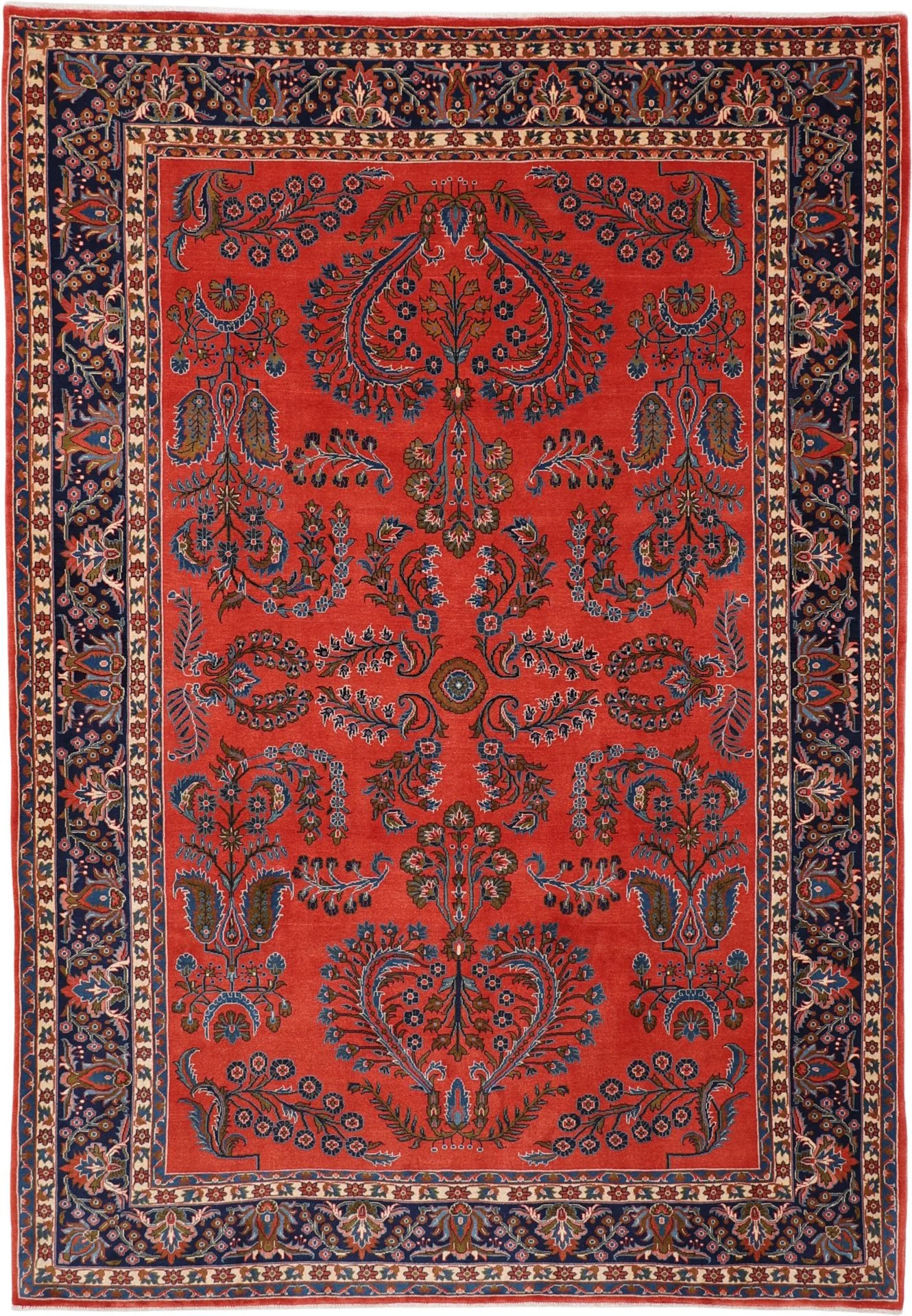 Hand-Knotted Sarouk Persian Rug, 212 × 303 cm, Wool