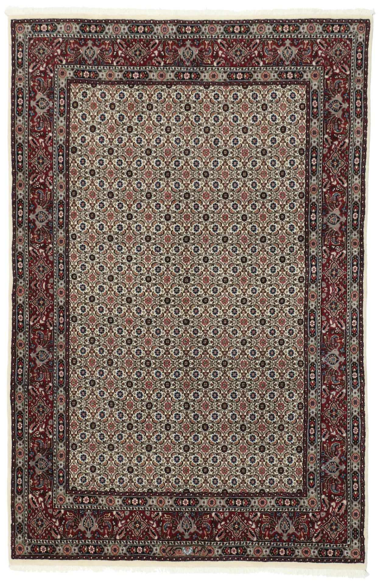 Hand-Knotted Moud Persian Rug, 140 × 210 cm, Wool