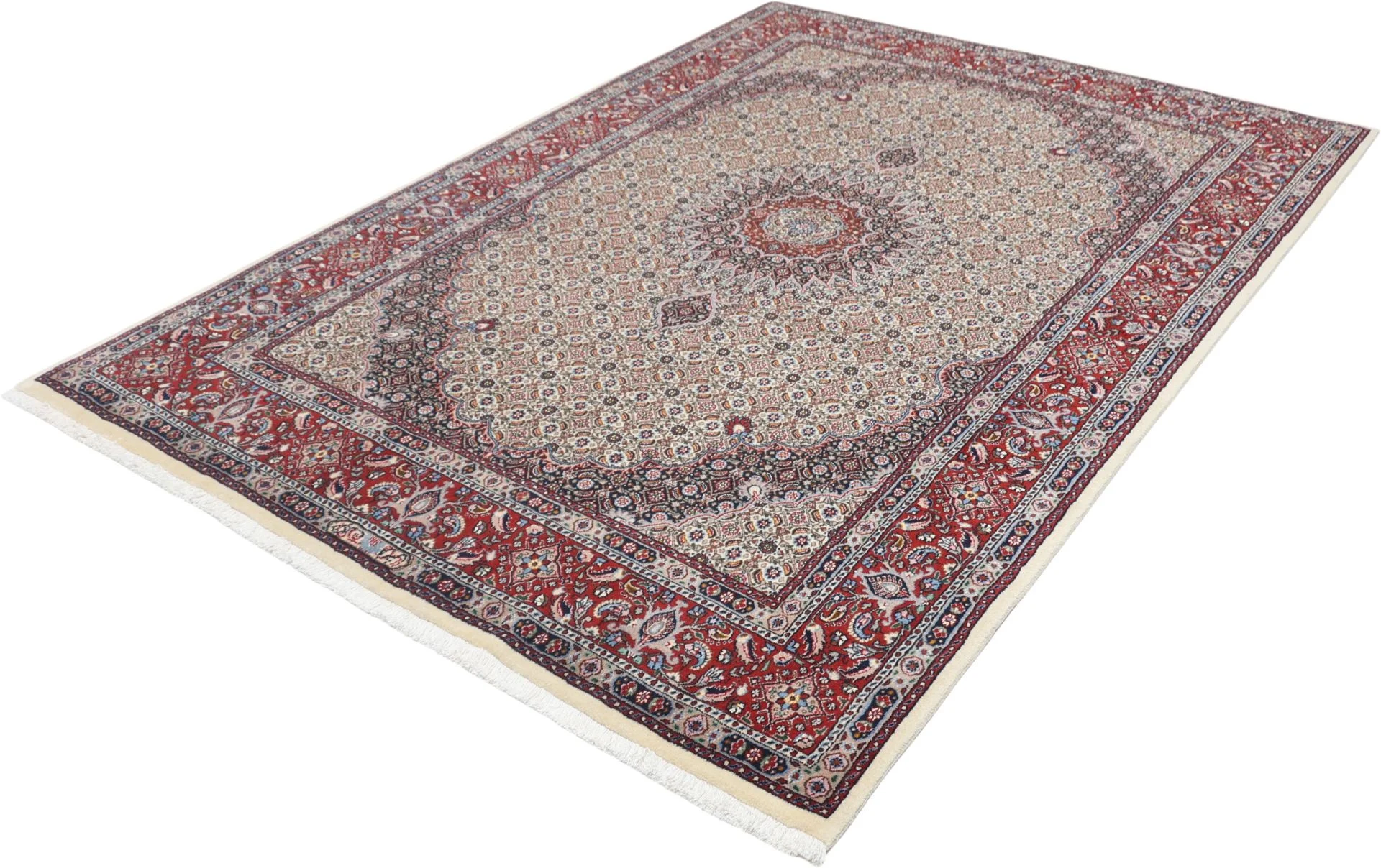 Hand-Knotted Moud Persian Rug, 166 × 236 cm, Wool & Silk - Image 3