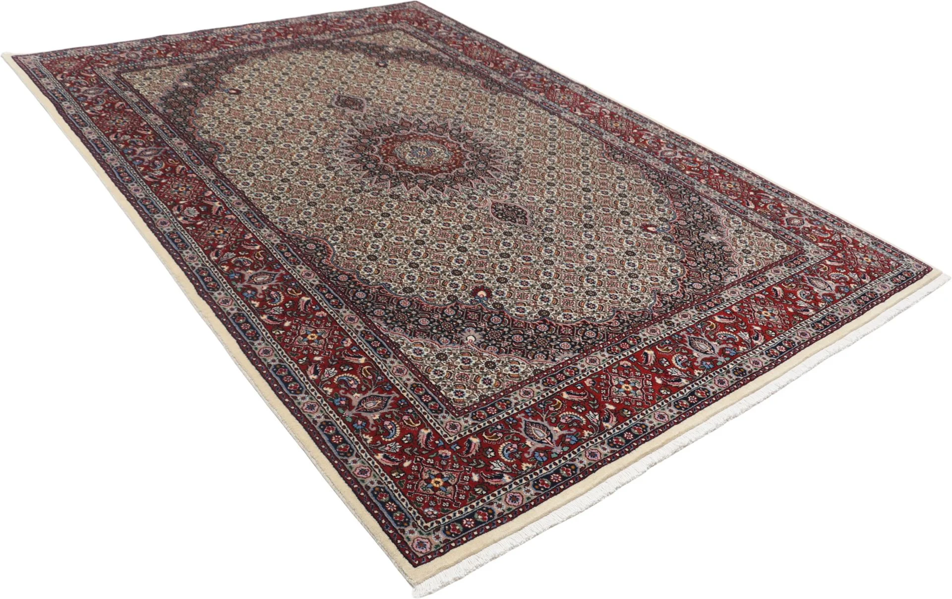 Hand-Knotted Moud Persian Rug, 166 × 236 cm, Wool & Silk - Image 4
