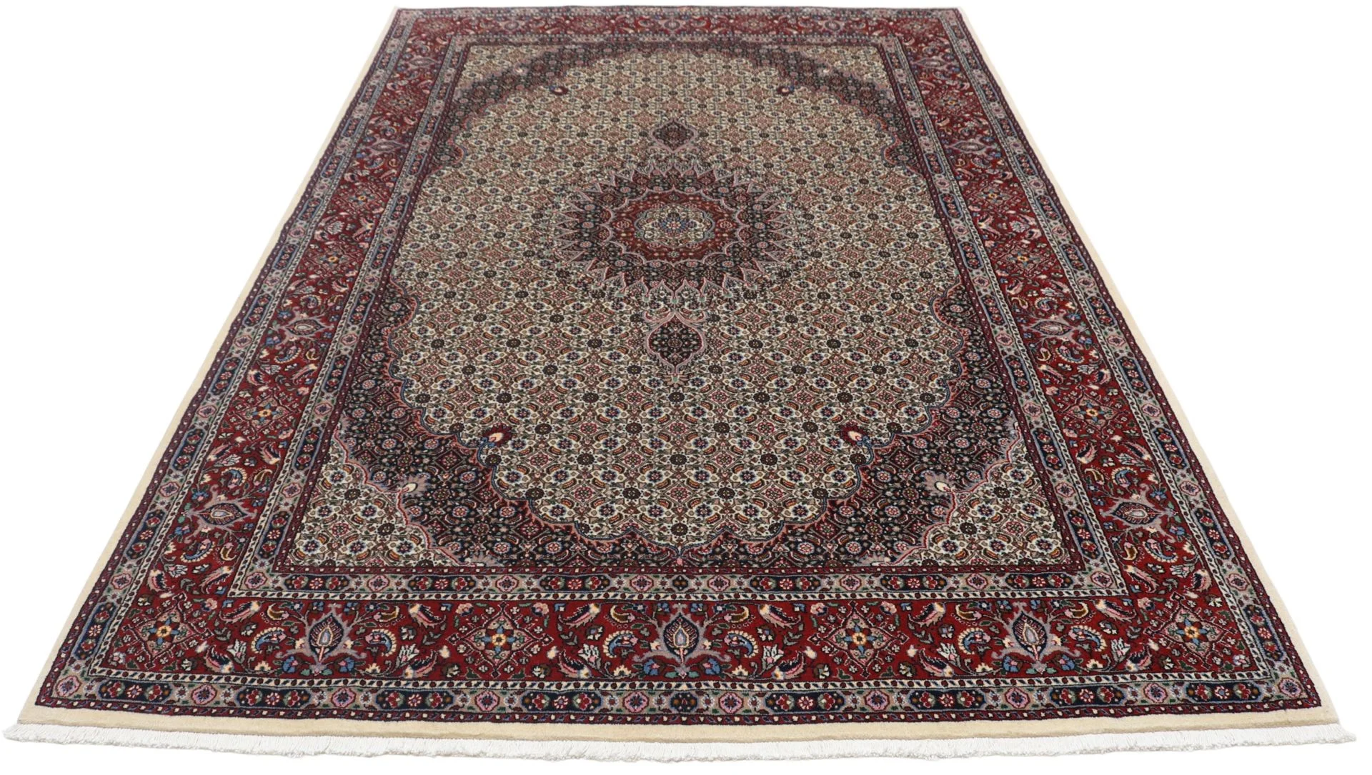 Hand-Knotted Moud Persian Rug, 166 × 236 cm, Wool & Silk - Image 7