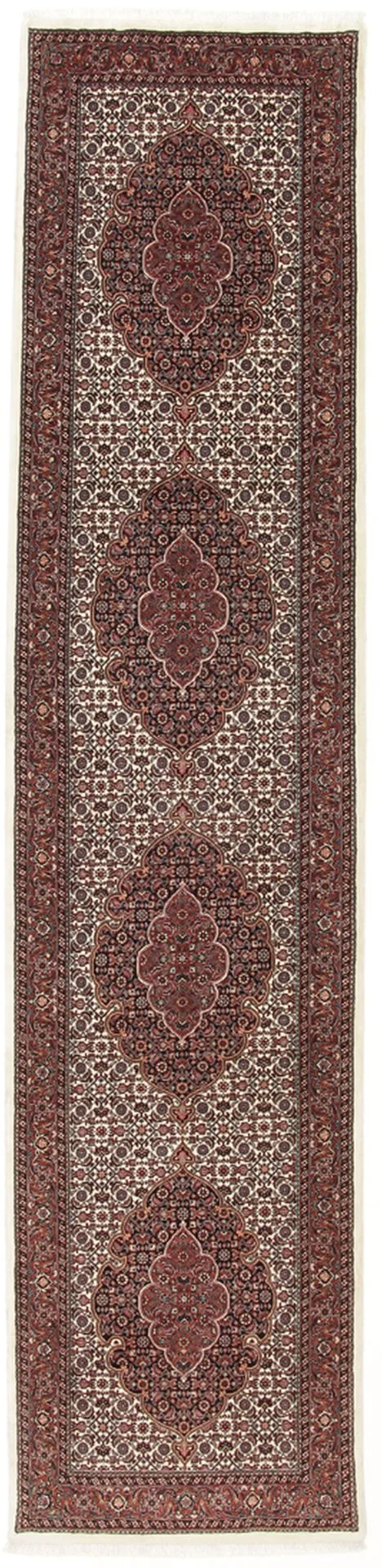 Hand-Knotted Bijar Persian Rug, 92 × 400 cm, Wool & Silk