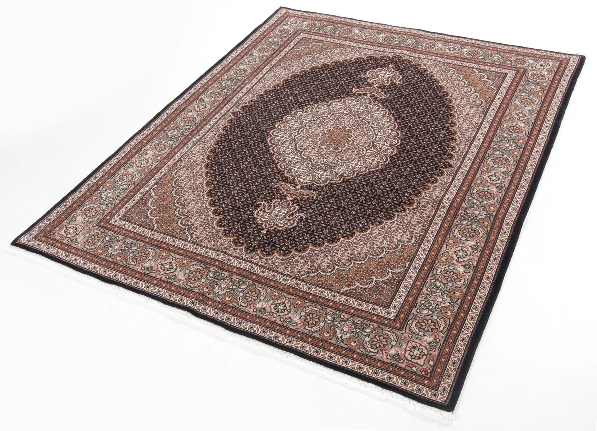 Alternative view of Wool & Silk Tabriz Persian Rug 153 × 212 cm, hand-knotted