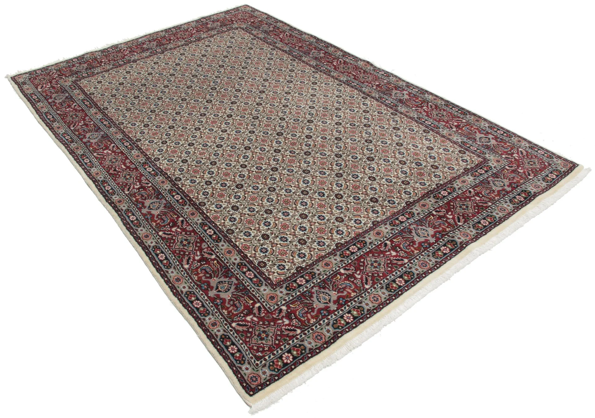 Alternative view of Hand-Knotted Moud Persian Rug, 140 × 210 cm, Wool