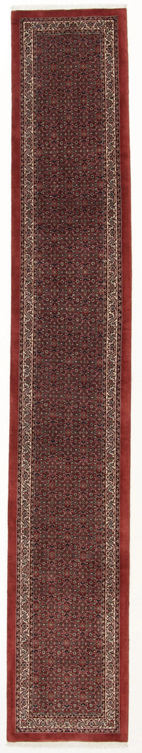 Hand-Knotted Bijar Persian Rug, 65 × 402 cm, Wool & Silk