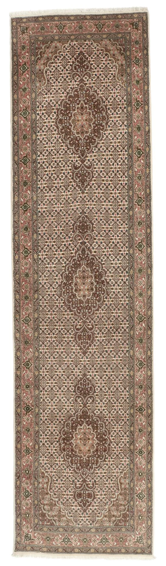Tabriz Persian Rug 83 × 322 cm in Wool & Silk, hand-knotted