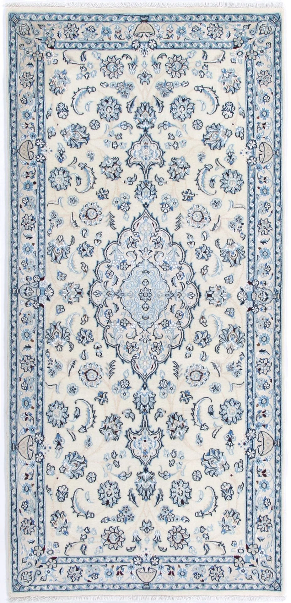 Wool & Silk Nain Persian Rug 100 × 210 cm, hand-knotted
