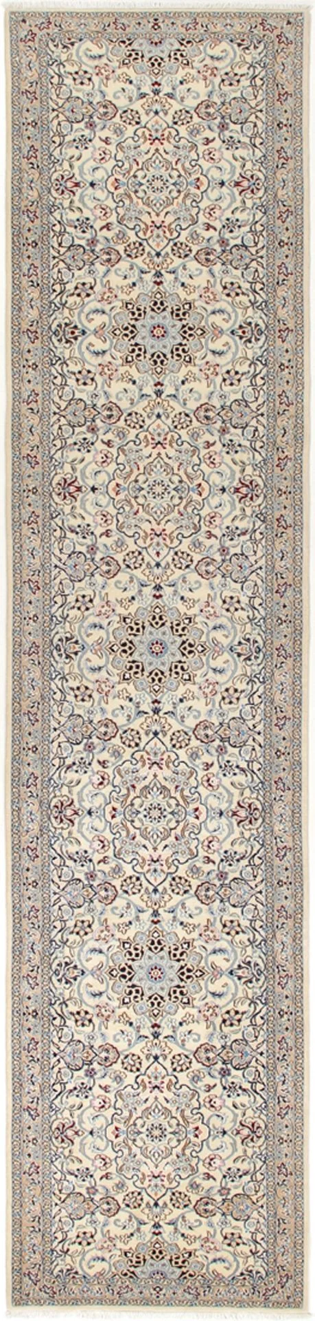 Hand-Knotted Nain Persian Rug, 80 × 420 cm, Wool & Silk