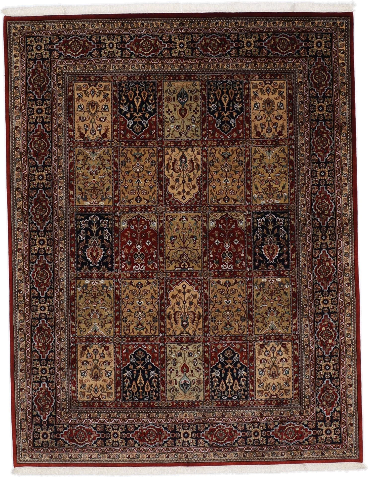 Hand-Knotted Qom Indian Rug, 196 × 254 cm, Wool & Silk