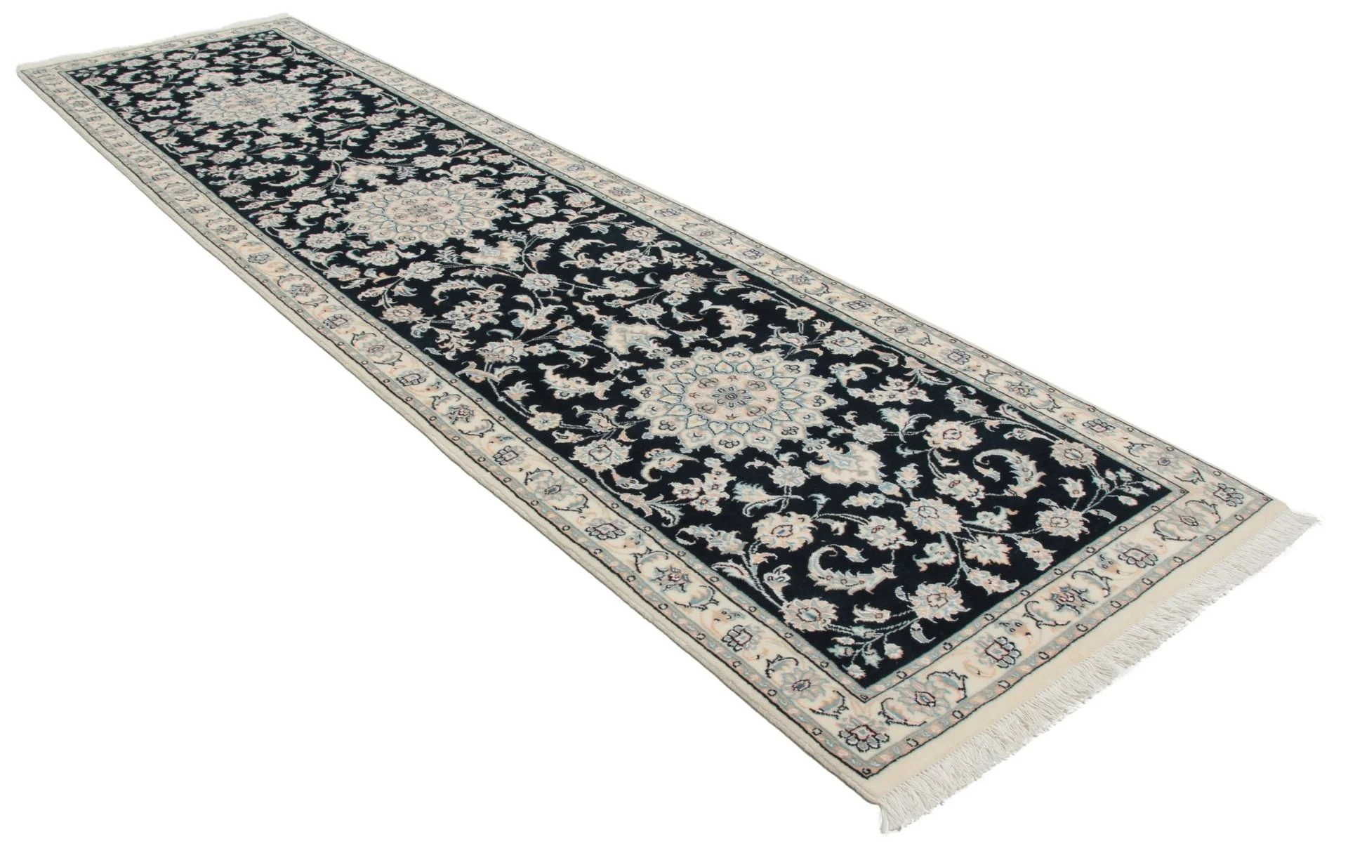 Alternative view of Wool & Silk Persian Rug 80 × 300 cm, hand-knotted