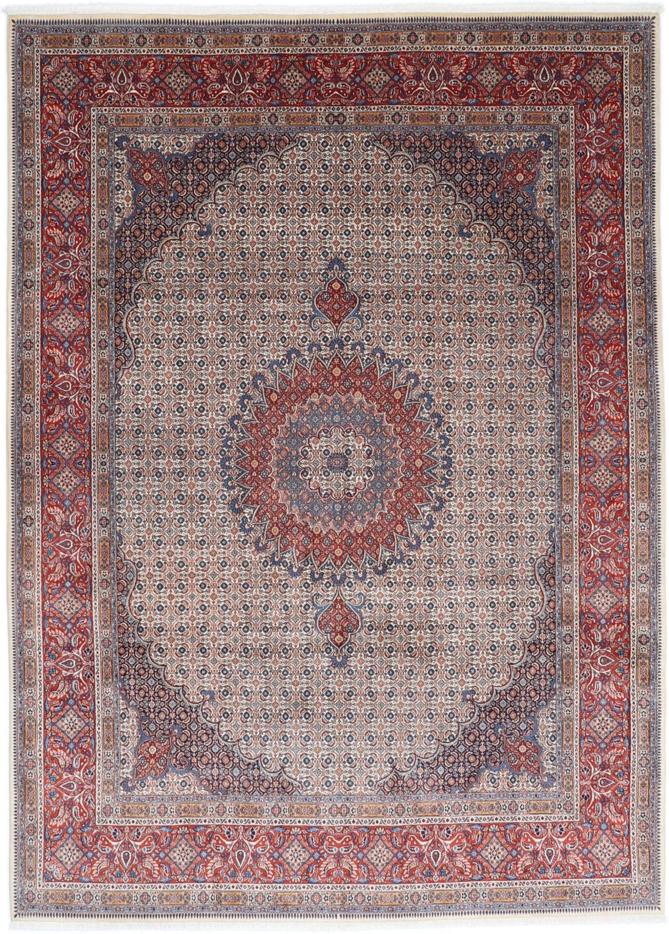 Hand-Knotted Moud Persian Rug, 250 × 347 cm, Wool